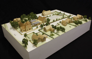Timber architectural model of Overbury School.