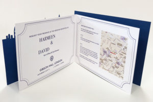 Laer cut wedding invitaion of the London skyline