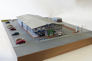 Simpsons Skoda dealership architectural model 1:72 scale