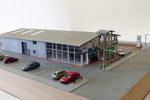 Simpsons Skoda dealership architectural model 1:72 scale