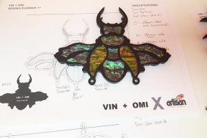 laser cut acrylic jewellery for VIN + OMI at London Fashion Week
