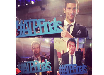 ATP world tour finals 3d logo with andy murray novak djokovic and kei nishikori