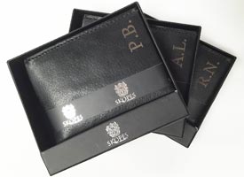 Laser engraved etched leather wallets