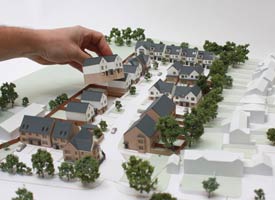 1:200 architectural models for planing permission application, with removeable updatable houses.