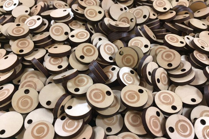 Laser cut plywood beads