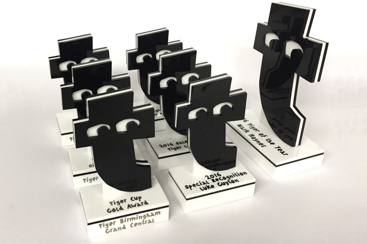 Bespoke acrylic awards for Tiger