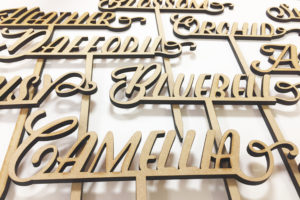 Laser cut wood table names