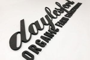 Large letters, CNC cut MDF signage.