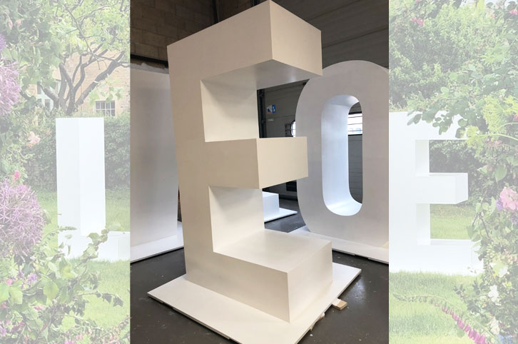 3d large white painted letters, cnc machined