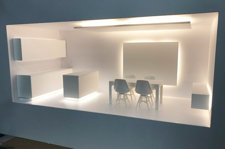 Scale kitchen model for Hafele with integrated lighting