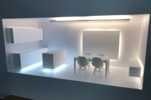 Scale kitchen model for Hafele with integrated lighting