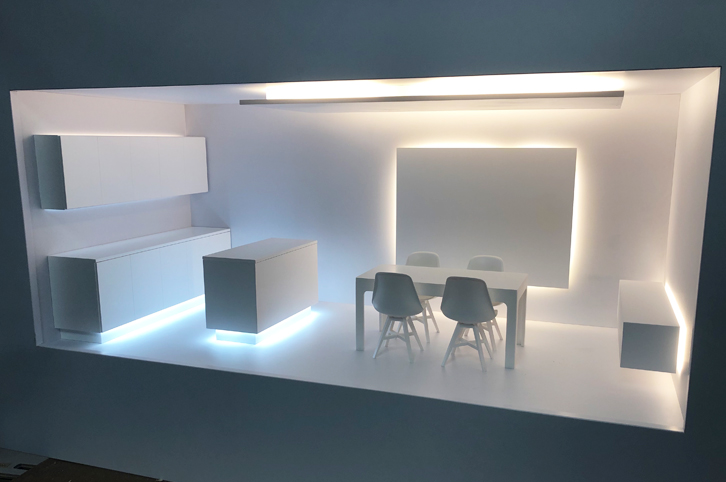 Scale kitchen model for Hafele with integrated lighting