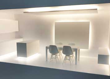 Scale kitchen model for Hafele with integrated lighting