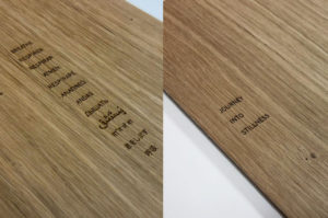 Laser engraved veneer menu covers