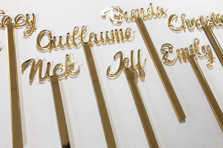 laser cut gold mirror table names
