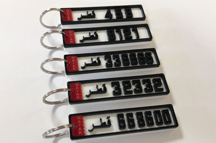 Laser cut acrylic bespoke keyrings.