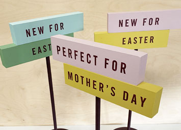Spring wood signs for Daylesford Organic