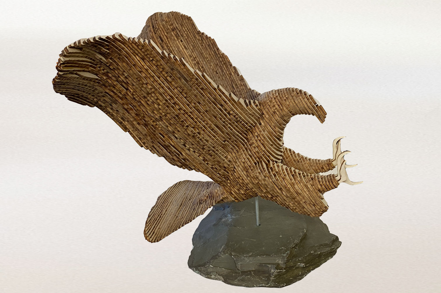 Eagle mosel made of laser cut layers of plywood