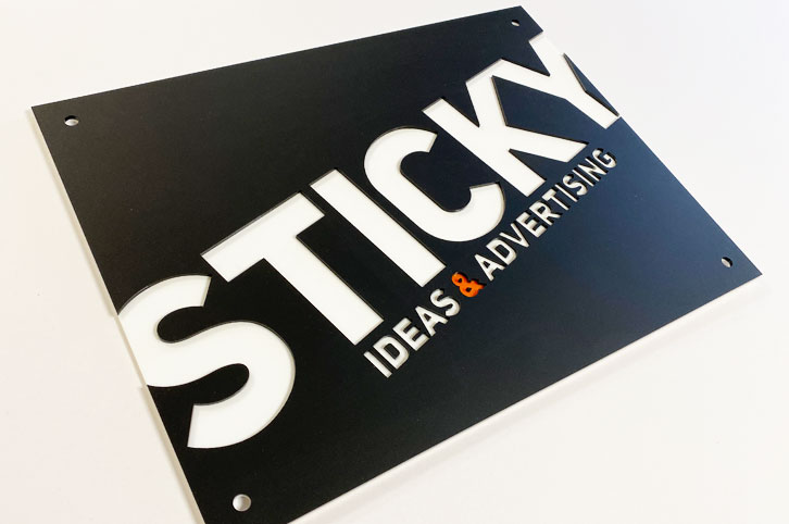 Acrylic office signs from layers of acrylic.