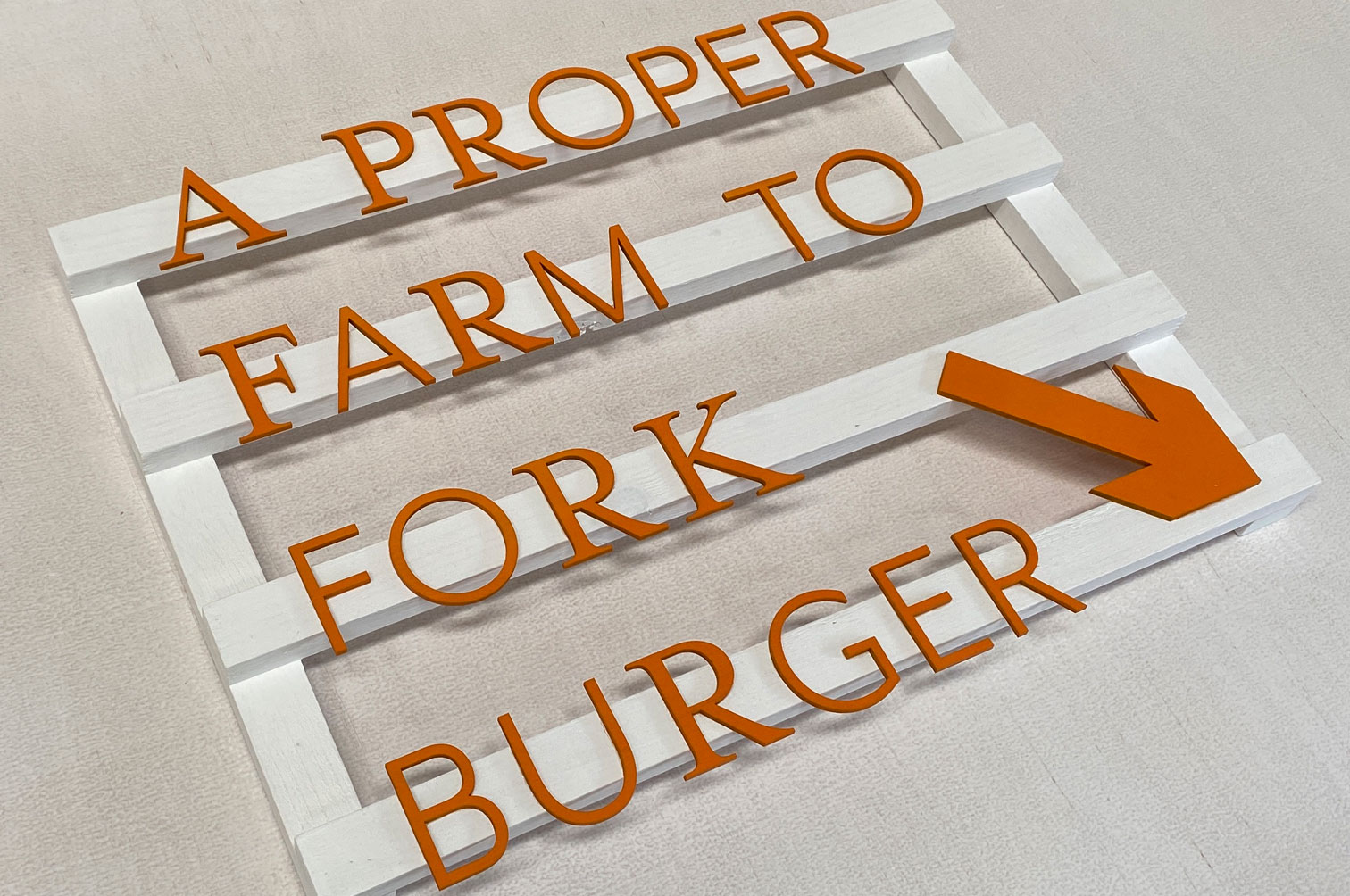 Wood signs for a farmshop display.