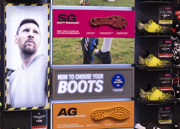 Know your boot, SportsDirect shop display.