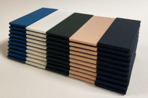 Fabric swatches for SkyGlass retail shop displays.