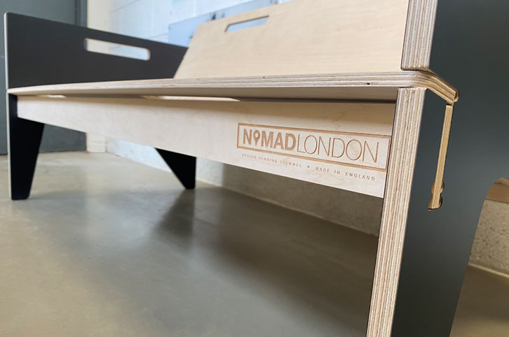 CNC machined plywood sofa for Nomad London.