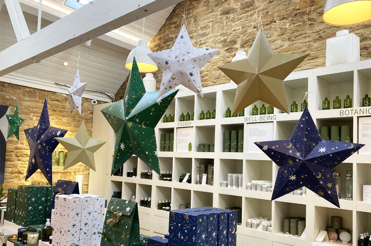 3d card stars for Bamford Christmas shop decoration