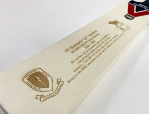 Engraved cricket bat